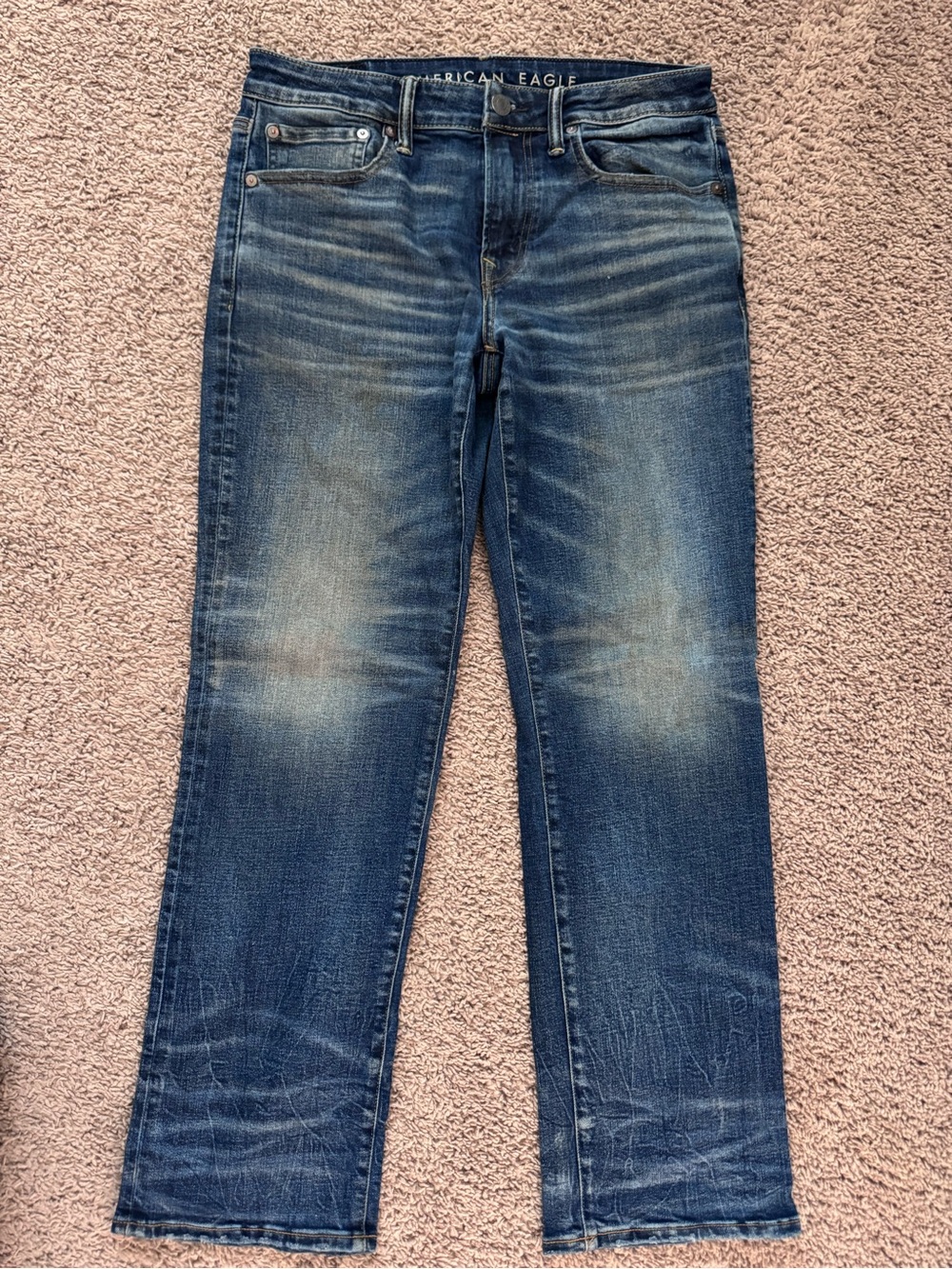 American Eagle Outfitters Straight Fit Washed Blue Jeans